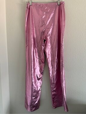 Modern Hero Pink Metallic Pants Wide Leg Pull On